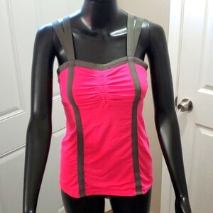 Lululemon athletic bra strappy tank top pink grey probably an xs